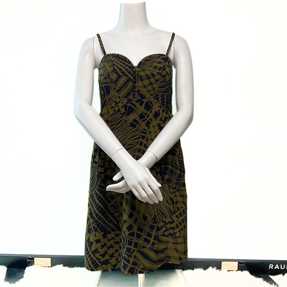 Maple Silk Bustier Printed Dress Womens SZ 0 First Dance Cocktail Coquette Y2K